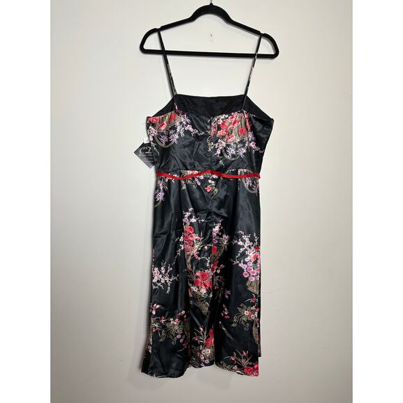 VTG CDC Rampage Asian Floral Print Satin Dress Sz 14 NWT Cocktail Party Wedding - Picture 3 of 11